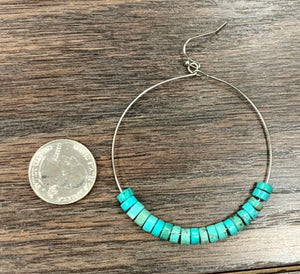 Turquiose & Metal Hoop Earrings