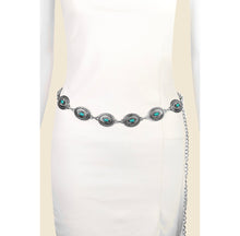 Load image into Gallery viewer, *Restock* Oval Turquoise Disc Concho Chain Belt