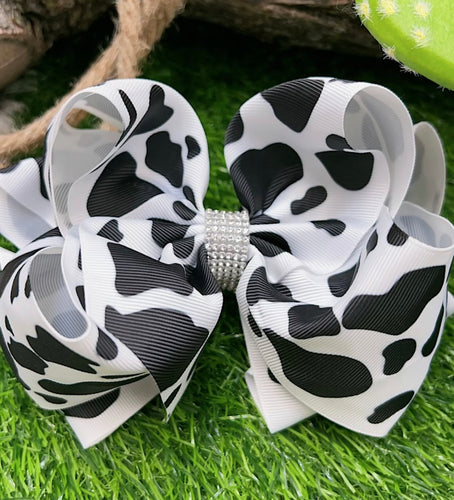Black & White Cow Spot Printed Hair Bow