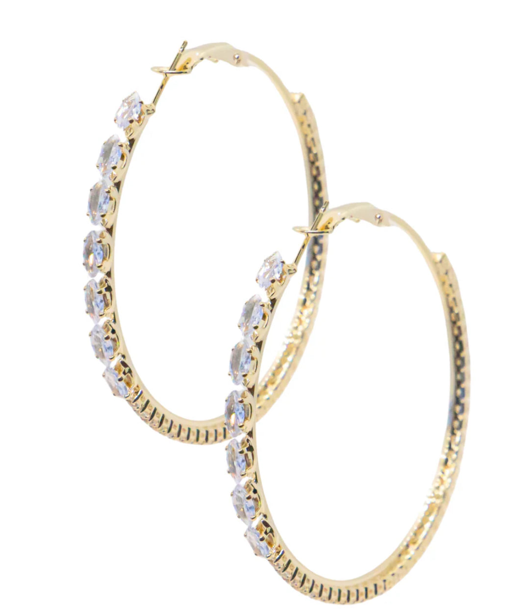 Large Gold Hoop With Crystal