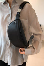 Load image into Gallery viewer, Black Vegan Leather Crossbody Sling Bag