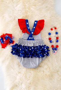 In God We Trust, Gray USA Flag Printed Onesie