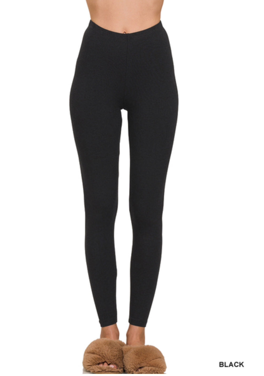 Premium Cotton Full Length Leggings-Black