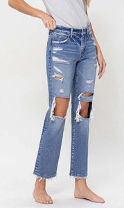 Mid Rise Crop Straight Jeans