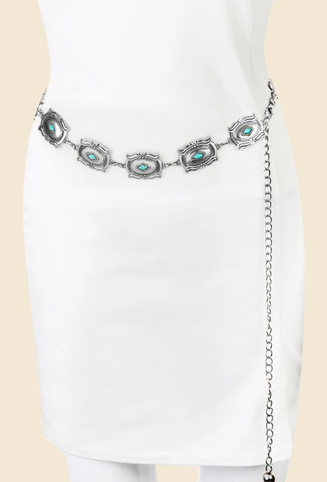 Rectangle Concho Chain Belt