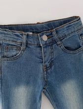 Load image into Gallery viewer, Double Layer Light Blue Bell-Bottoms Denim Jeans Pants Elastic