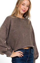 Load image into Gallery viewer, Acid Wash Fleece Cropped Pullover