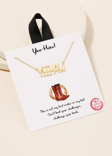 Gold Dipped Yee Haw Print Necklace