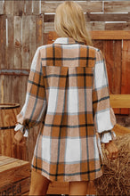 Load image into Gallery viewer, Fashion W Plaid Collared Neck Ruffled Sleeve Shirt Dress