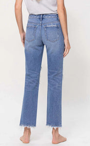 Mid Rise Crop Straight Jeans