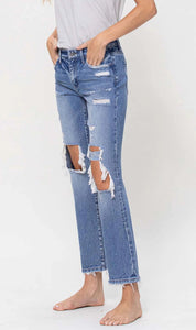 Mid Rise Crop Straight Jeans