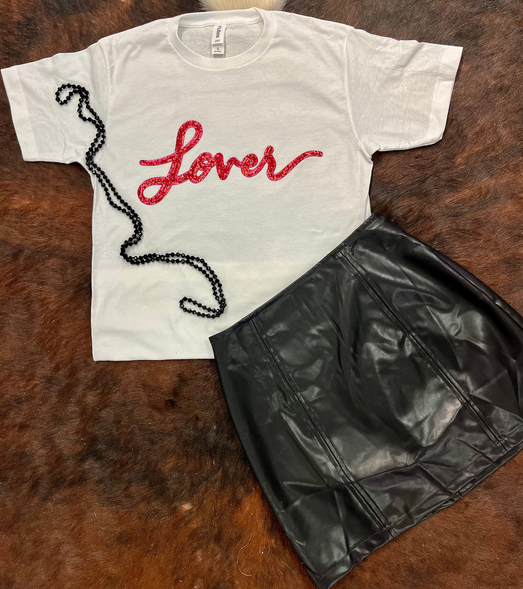 Lover Sequin Patch On A White Tee