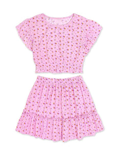 Girls 2 Pc Floral Skirt Set