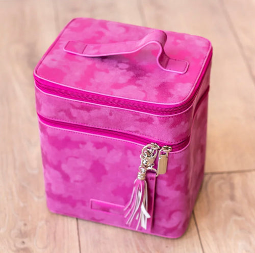 Roseate Opulence: The Hot Pink Leather Duo Vanity Case