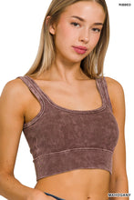 Load image into Gallery viewer, Mineral Washed Cropped Tank With Bra Pads