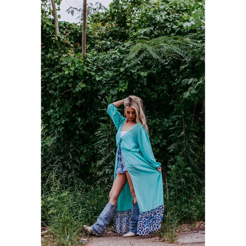 Chiffon Kimono - Turquoise