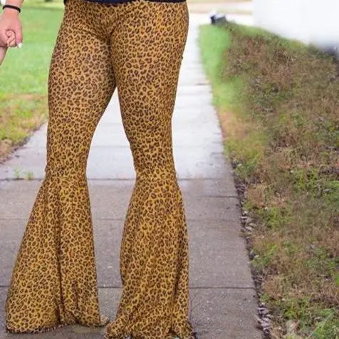 The Wild Ones Leopard Flare Pants, Tan