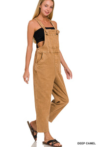 Washed Knot Strap Relaxed Fit Denim Overalls