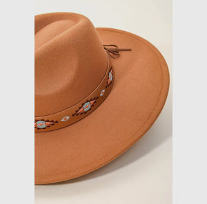 Boho Tribal Pattern Strap Fedora Hat