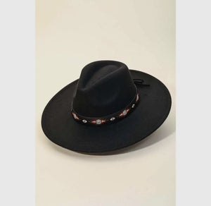 Boho Tribal Pattern Strap Fedora Hat