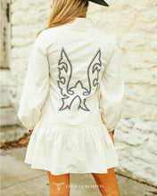 Load image into Gallery viewer, Ivory Concho Button Down Collared Tier Dress