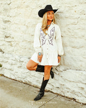 Load image into Gallery viewer, Ivory Concho Button Down Collared Tier Dress