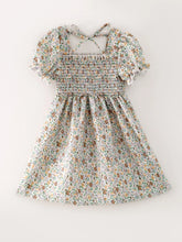 Load image into Gallery viewer, Smocking Floral Print Short Sleeve Dress