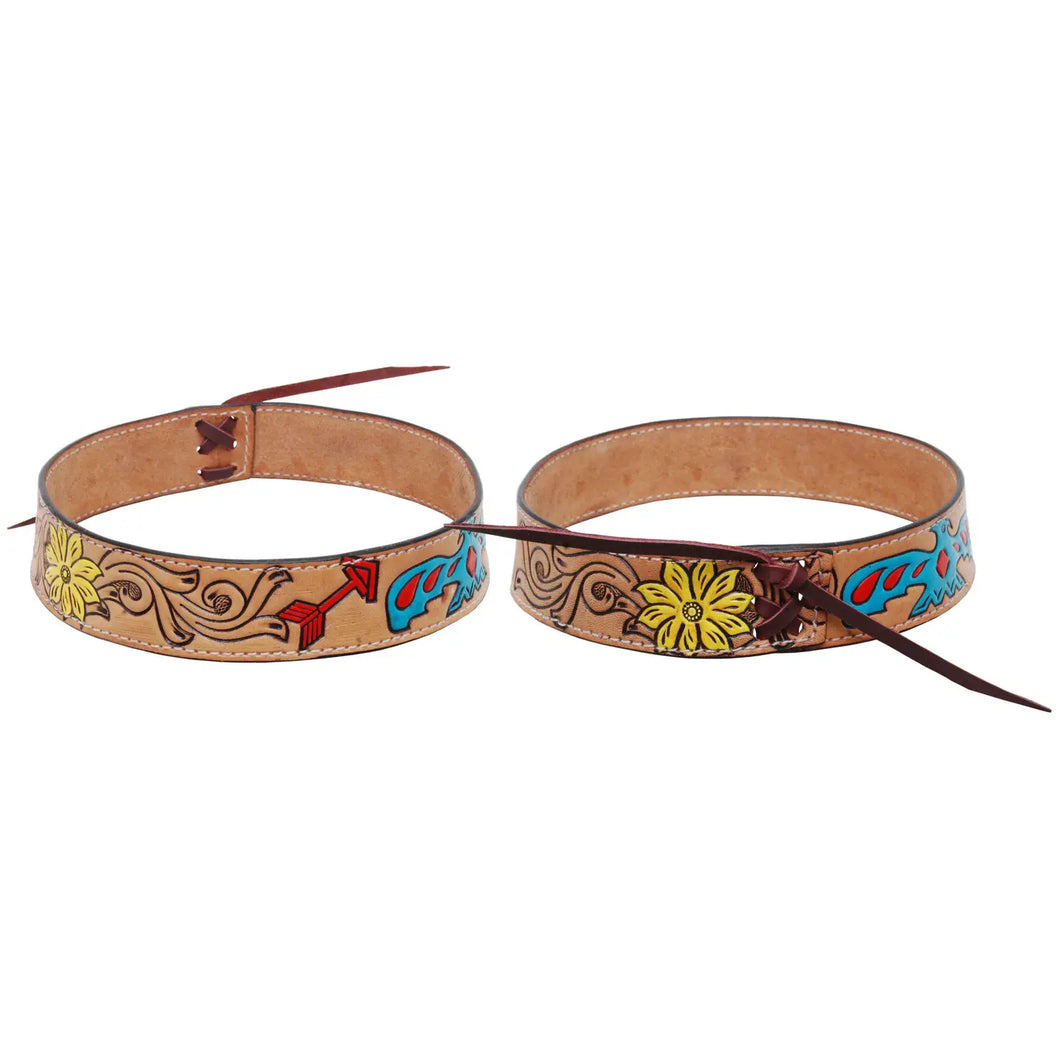 Sunflower & Thunder Bird Hat Band with Floral Tooling