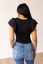 Load image into Gallery viewer, The Eloise Ruffle Sleeve Bodysuit - Black