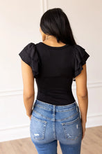 Load image into Gallery viewer, *Restock* The Eloise Ruffle Sleeve Bodysuit - Black