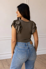 Load image into Gallery viewer, The Eloise Ruffle Sleeve Bodysuit - Olive