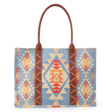 Load image into Gallery viewer, Wrangler Southwestern Pattern Dual Sided Print Canvas Wide Tote - Brown