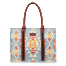 Load image into Gallery viewer, Wrangler Southwestern Pattern Dual Sided Print Canvas Wide Tote - Brown