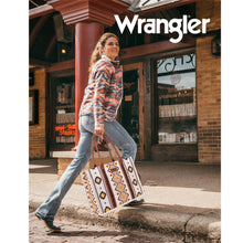 Load image into Gallery viewer, Wrangler Southwestern Pattern Dual Sided Print Canvas Wide Tote - Brown