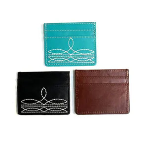 Western Genuine Lether Boot Stitch Card Holder