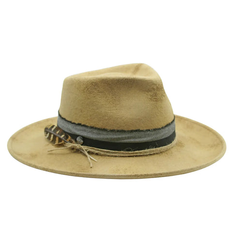 Ojai Wool Felt Denim Band Jute Cord Wide Brim Hat