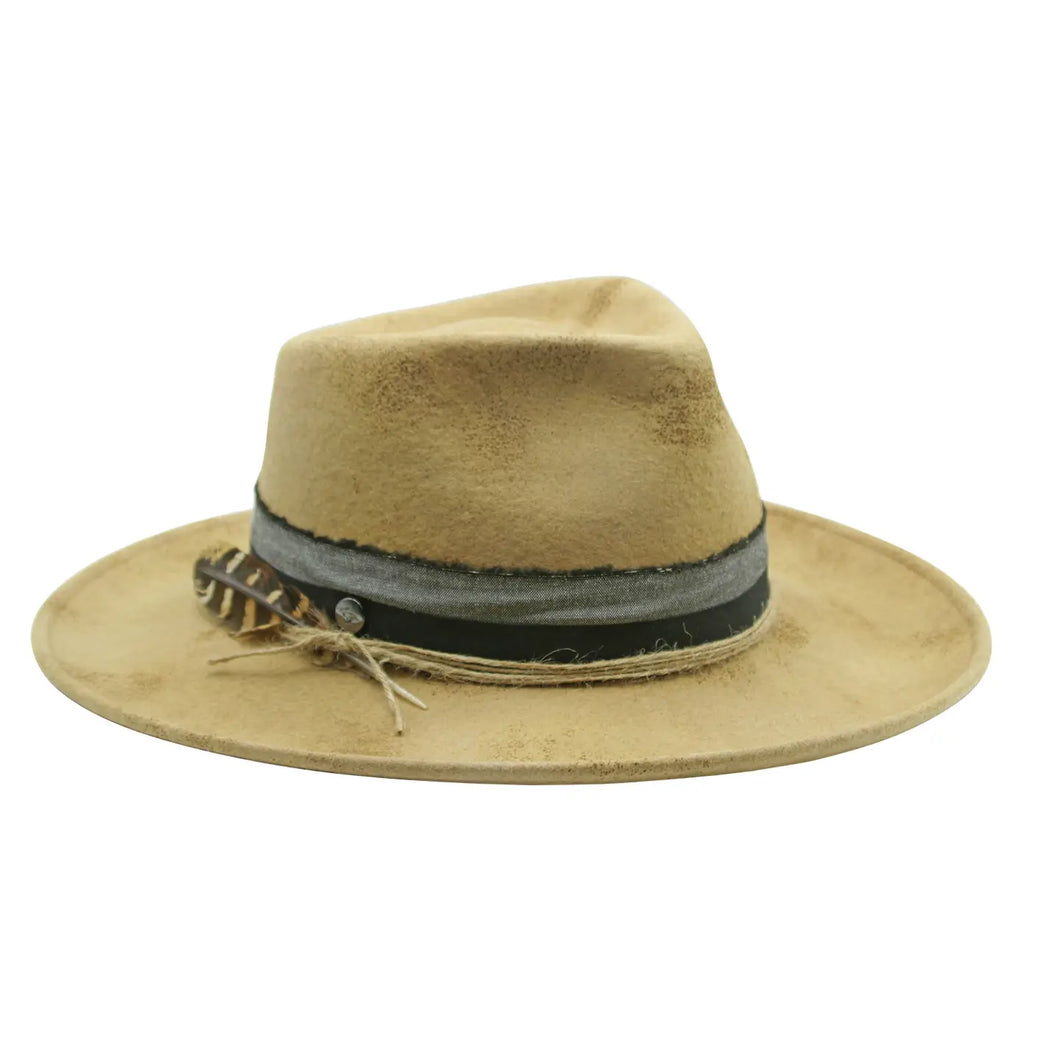 Ojai Wool Felt Denim Band Jute Cord Wide Brim Hat