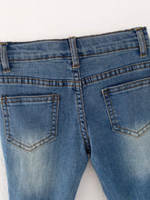 Load image into Gallery viewer, Double Layer Light Blue Bell-Bottoms Denim Jeans Pants Elastic