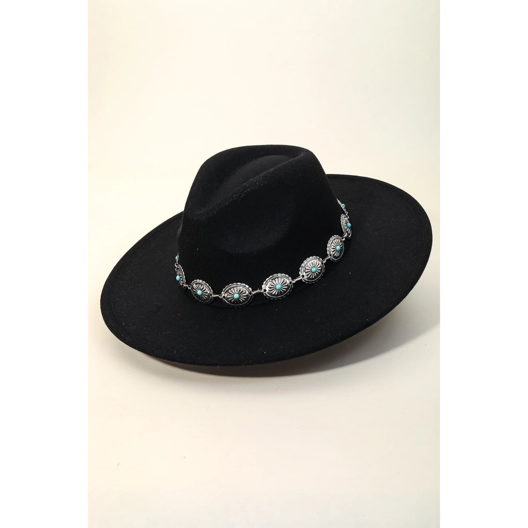 Western Concho Chain Fedora Hat