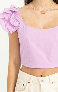 Lavender Almost Love Ruffle Sleeveless Crop Top