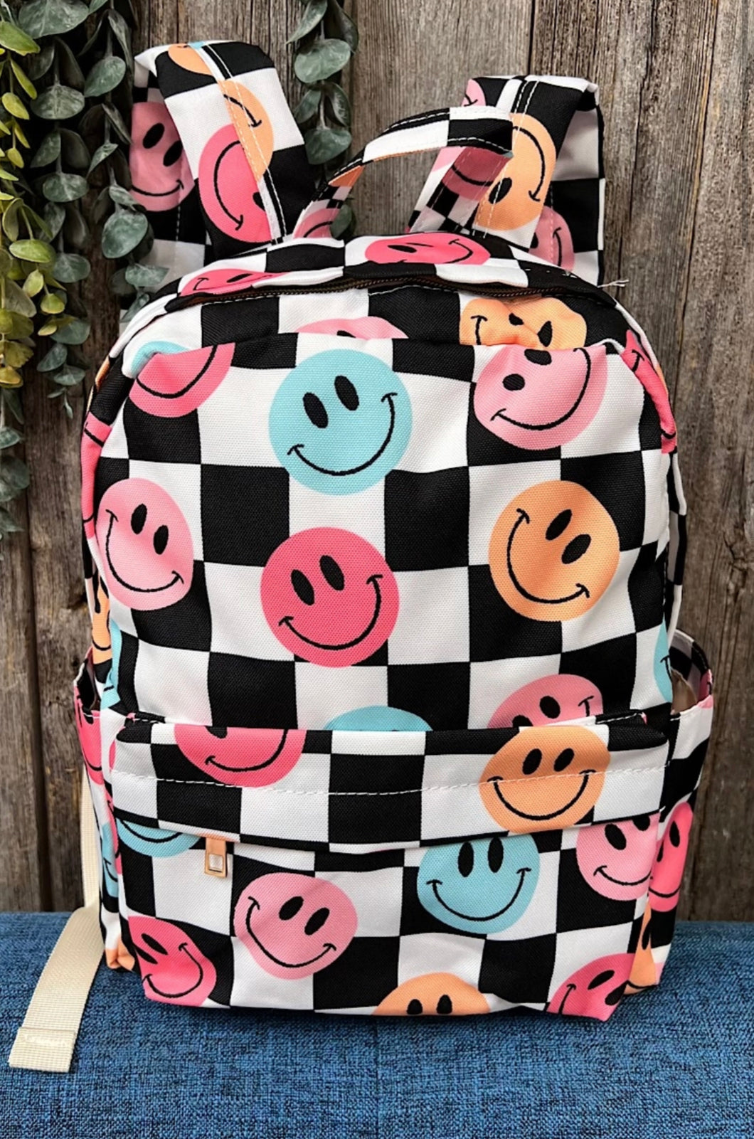 Emoji Checker Printed Backpack