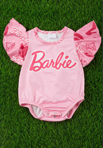 Character Printed Girls Baby Onesie With Angel Sleeves