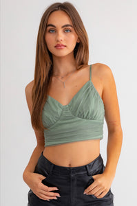 Ruched Mesh Cami Top