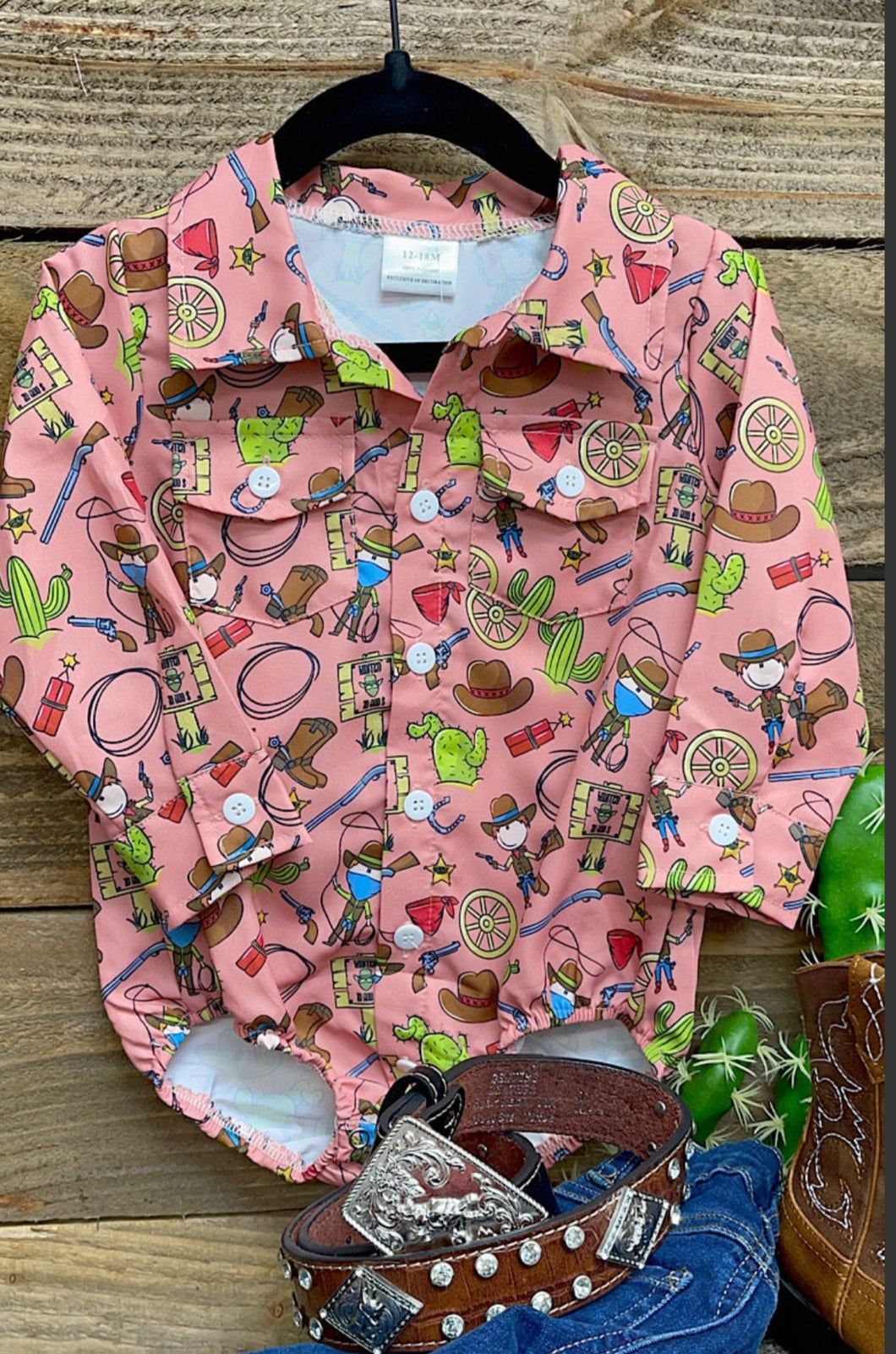 Cameo Mult-Printed Western Baby Onesie
