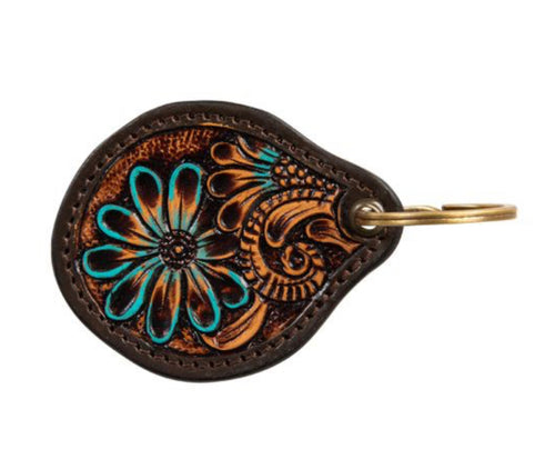 Glowing Bloom Hand-Tooled Key Fob