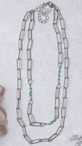 *Restock* Don't Call Me Honey Turquoise Bead Silver Linked Chain Necklace