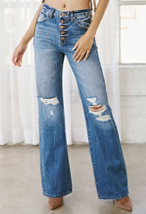 Ultra High Rise Distressed Denim Jeans