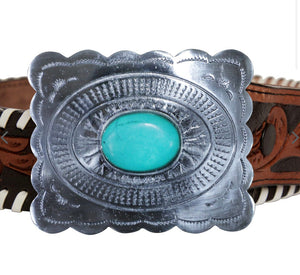 Grave Brown Hand-Tooled Leather Belt