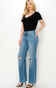 High Rise Distressed Denim Jeans