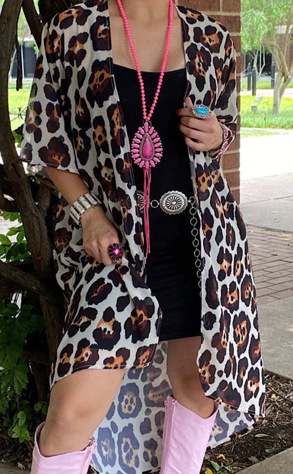 Sheer High Low Leopard Duster